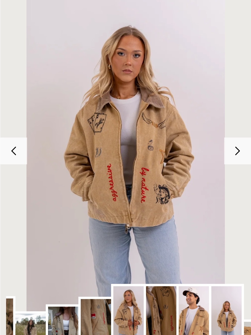 Corduroy Embroidered Tan Jacket